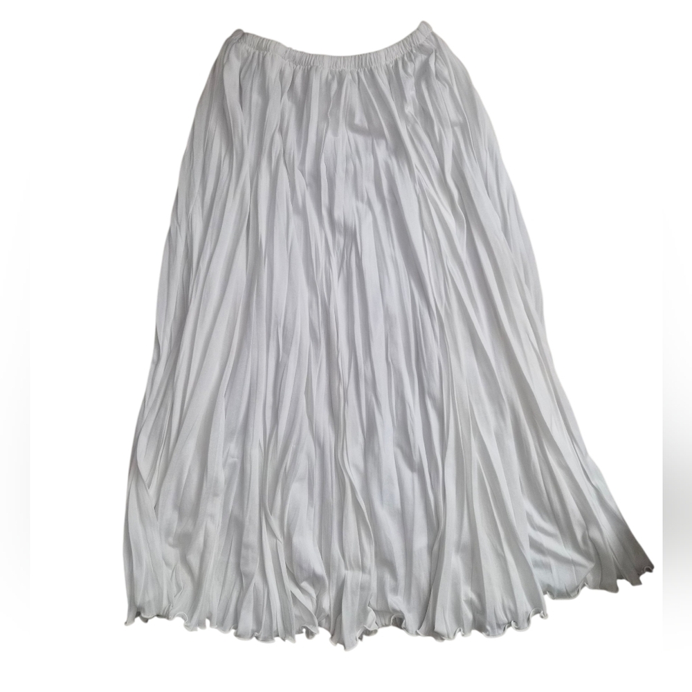 Cato White Pleated Maxi Skirt with Elastic Waist